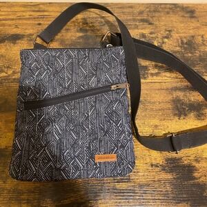 Eddie Bauer Black White Geometric Print Crossbody Travel Bag Purse